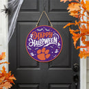 Clemson University Halloween Round Door Decor with Hanging Rope, 18x18