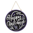 Colorado Rockies Holiday Round Door Decor with Hanging Rope, 18x18