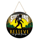 Pittsburgh Steelers Bigfoot Round Door Decor with Hanging Rope, 18x18