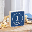 Coastal Monogram Nautical Sign Wood Block "I", 6"x6" I