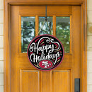 San Francisco 49ers Holiday Round Door Decor with Hanging Rope, 18x18