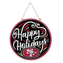 San Francisco 49ers Holiday Round Door Decor with Hanging Rope, 18x18