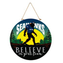 Seattle Seahawks Bigfoot Round Door Decor with Hanging Rope, 18x18