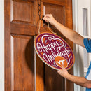 Virginia Tech Holiday Round Door Decor with Hanging Rope, 18x18