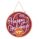 Virginia Tech Holiday Round Door Decor with Hanging Rope, 18x18