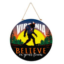 University of Virginia Bigfoot Round Door Decor with Hanging Rope, 18x18
