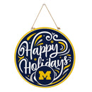 University Of Michigan Holiday Round Door Decor with Hanging Rope, 18x18