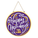 Louisiana State University Holiday Round Door Decor with Hanging Rope, 18x18
