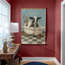 Hillside Pasture Indoor Wall Decor Canvas Tapestry, Cow in a Tub 52"X 36" Canvas Tapestry