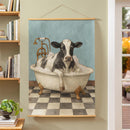 Hillside Pasture Indoor Wall Decor Canvas Tapestry, Cow in a Tub 52"X 36" Canvas Tapestry