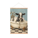 Hillside Pasture Indoor Wall Decor Canvas Tapestry, Cow in a Tub 36"x24" Canvas Tapestry