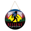 Chicago Cubs Bigfoot Round Door Decor with Hanging Rope, 18x18