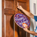 Clemson University Holiday Round Door Decor with Hanging Rope, 18x18
