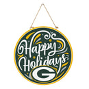 Green Bay Packers Holiday Round Door Decor with Hanging Rope, 18x18