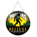 Green Bay Packers Bigfoot Round Door Decor with Hanging Rope, 18x18