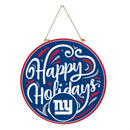 New York Giants Holiday Round Door Decor with Hanging Rope, 18x18