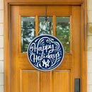 New York Yankees Holiday Round Door Décor with Hanging Rope, 18x18