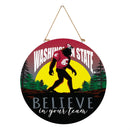 Washington State University Bigfoot Round Door Decor with Hanging Rope, 18x18