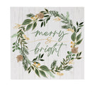 Shades of Emerald Wall Decor, "Merry Bright", 12"x12"