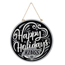 Los Angeles Kings Holiday Round Door Decor with Hanging Rope, 18x18