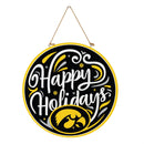 University of Iowa Holiday Round Door Decor with Hanging Rope, 18x18