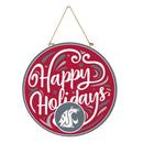 Washington State University Holiday Round Door Decor with Hanging Rope, 18x18
