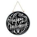 Las Vegas Raiders Holiday Round Door Décor with Hanging Rope, 18x18