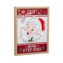 Heartfelt Cheer Wall Decor, LED Canvas,Vintage Santa Please Stop Here, 12" x 16"