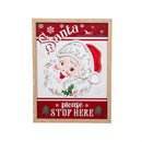 Heartfelt Cheer Wall Decor, LED Canvas,Vintage Santa Please Stop Here, 12" x 16"
