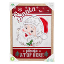 Heartfelt Cheer Wall Decor, LED Canvas,Vintage Santa Please Stop Here, 12" x 16"