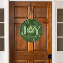 Shades of Emerald Wood Door Decor, "Joy To The World", 18"