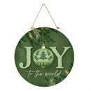 Shades of Emerald Wood Door Decor, "Joy To The World", 18"