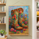 Hillside Pasture Indoor Wall Decor Canvas Tapestry, Floral Boots 52"X 36" Canvas Tapestry