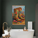 Hillside Pasture Indoor Wall Decor Canvas Tapestry, Floral Boots 36"x24" Canvas Tapestry
