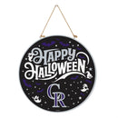 Colorado Rockies Halloween Round Door Decor with Hanging Rope, 18x18