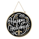 New Orleans Saints Holiday Round Door Decor with Hanging Rope, 18x18