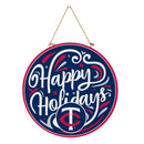 Minnesota Twins Holiday Round Door Décor with Hanging Rope, 18x18