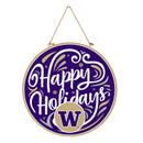 University of Washington Holiday Round Door Decor with Hanging Rope, 18x18