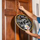 Pittsburgh Steelers Holiday Round Door Decor with Hanging Rope, 18x18