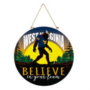 West Virginia University Bigfoot Round Door Decor with Hanging Rope, 18x18