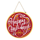 Iowa State University Holiday Round Door Decor with Hanging Rope, 18x18