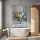 Hillside Pasture Indoor Wall Decor Canvas Tapestry, Pink/White Roses in Vase 52"X 36" Canvas Tapestr