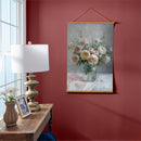 Hillside Pasture Indoor Wall Decor Canvas Tapestry, Pink/White Roses in Vase 36"x24" Canvas Tapestry