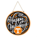 University of Tennessee Holiday Round Door Decor with Hanging Rope, 18x18