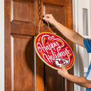 Kansas City Chiefs Holiday Round Door Decor with Hanging Rope, 18x18