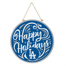 Los Angeles Dodgers Holiday Round Door Decor with Hanging Rope, 18x18