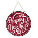 University of Oklahoma Holiday Round Door Decor with Hanging Rope, 18x18
