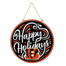 Cincinnati Bengals Holiday Round Door Decor with Hanging Rope, 18x18