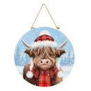 Holly Homestead Highland Cow Wood Door Decor, 18"