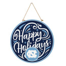 University of North Carolina Holiday Round Door Decor with Hanging Rope, 18x18